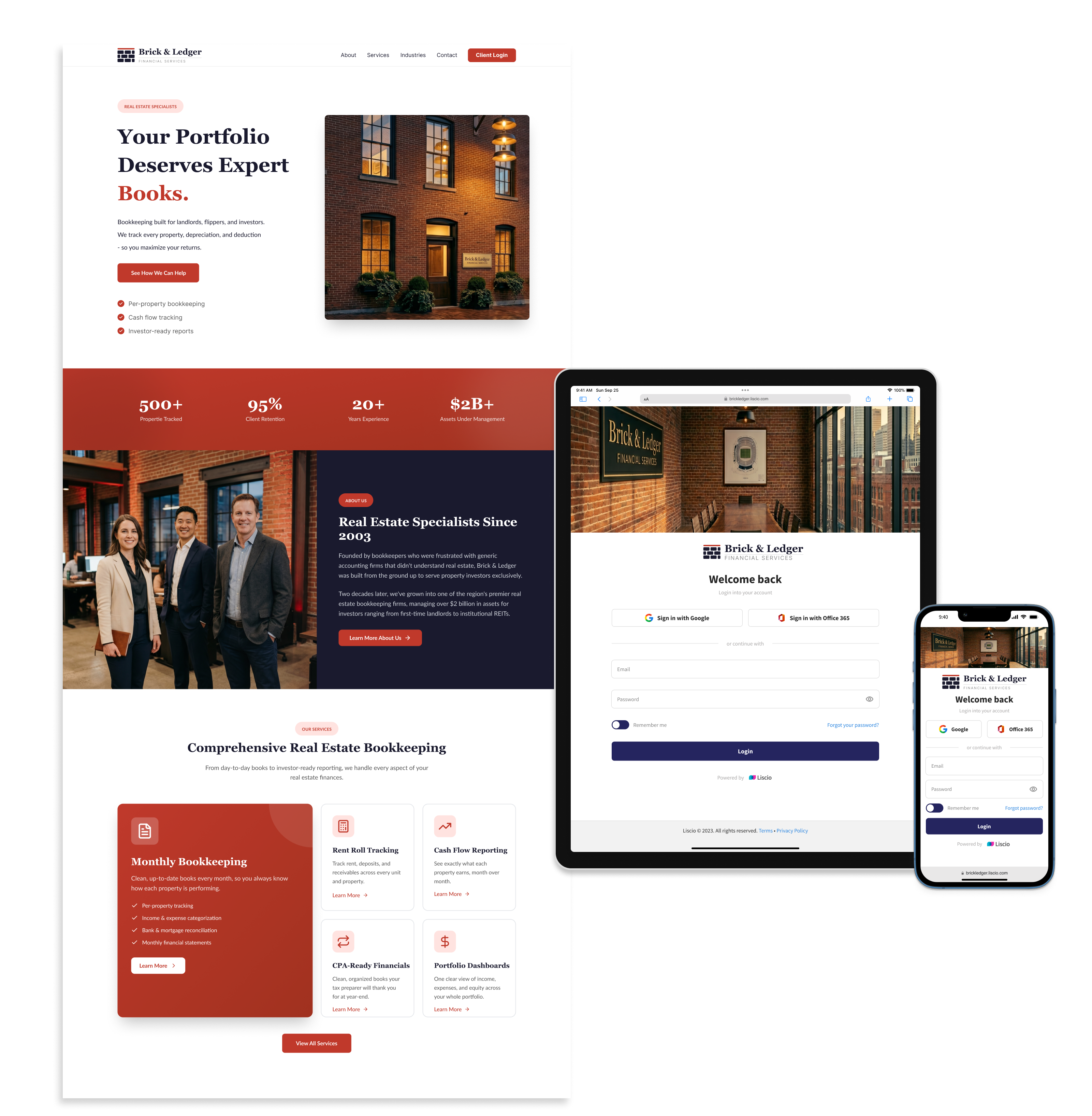 Bookkeeping firm website connected to a Liscio secure client portal