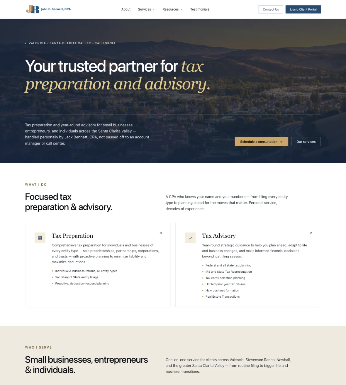 John E Bennett, CPA website