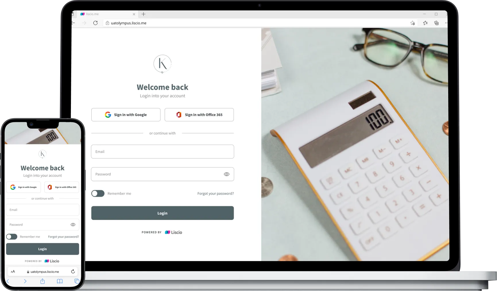 Knies & Company branded sign-in screen