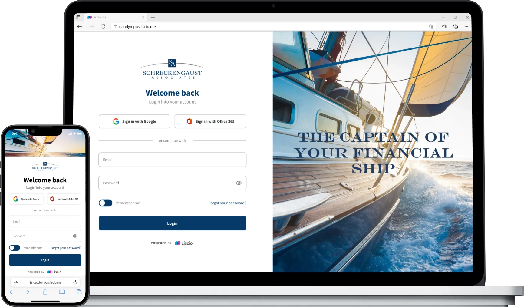 Schreckengaust Associates branded sign-in screen