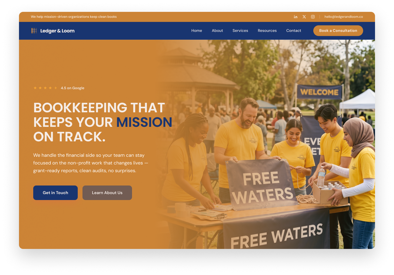Bookkeeping firm website design example