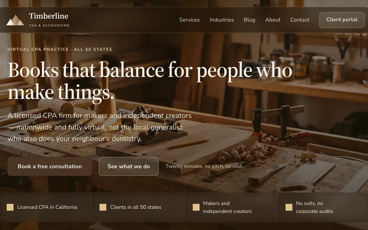 Accounting firm website design example
