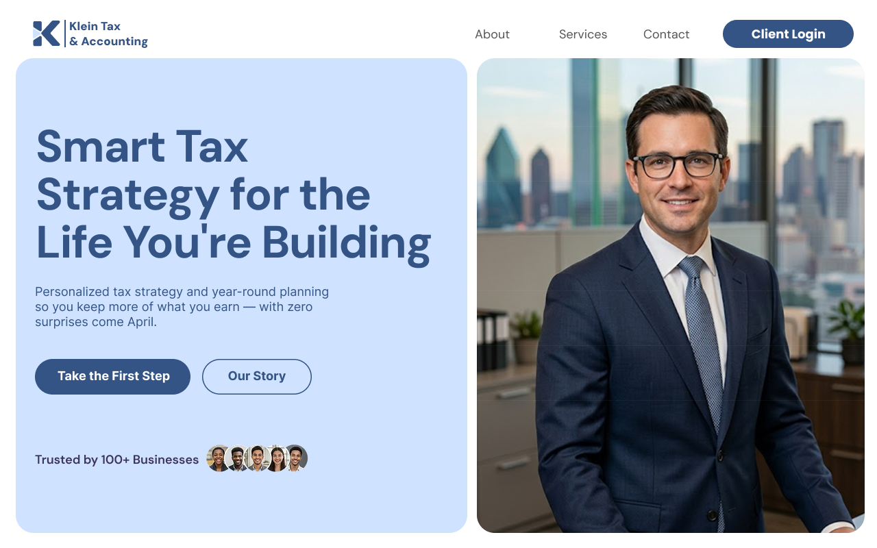 Tax firm website design example