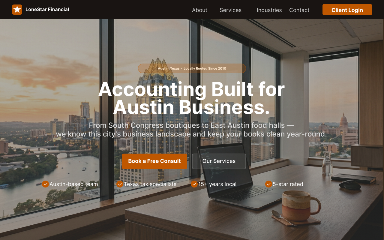 Tax firm website design example