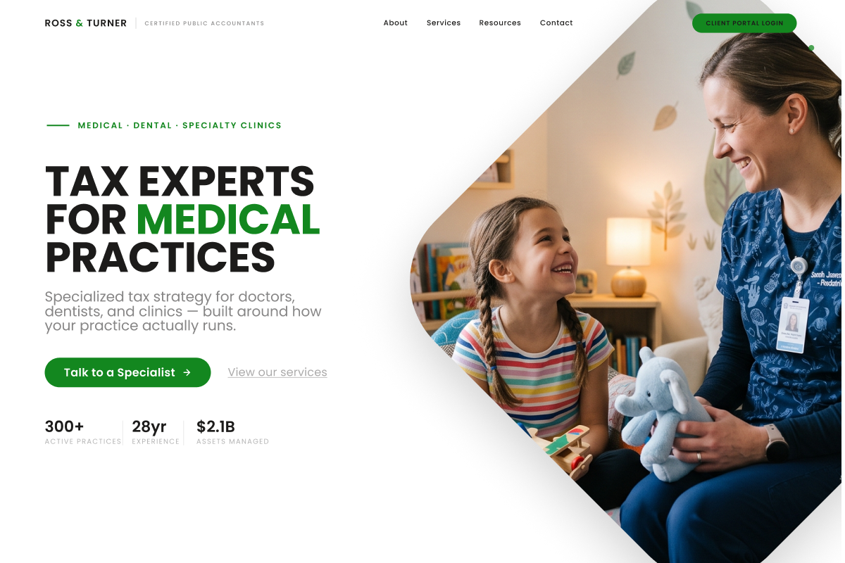 Tax firm website design example