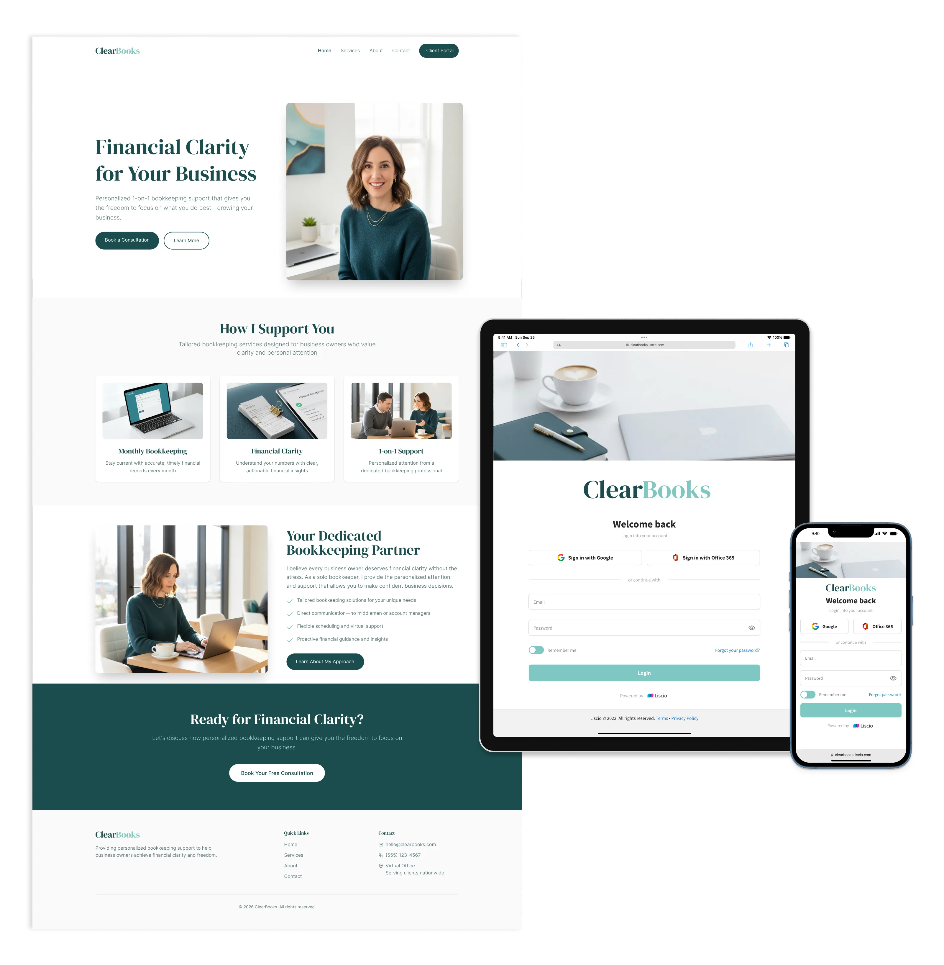 Example of a professional accounting firm website integrated with Liscio