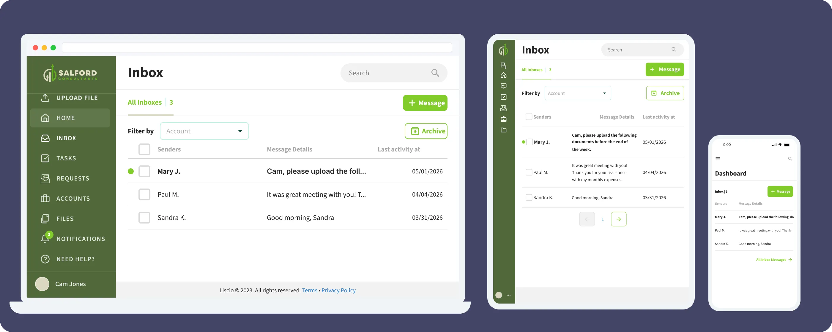 Custom branded Liscio client portal — firm 1