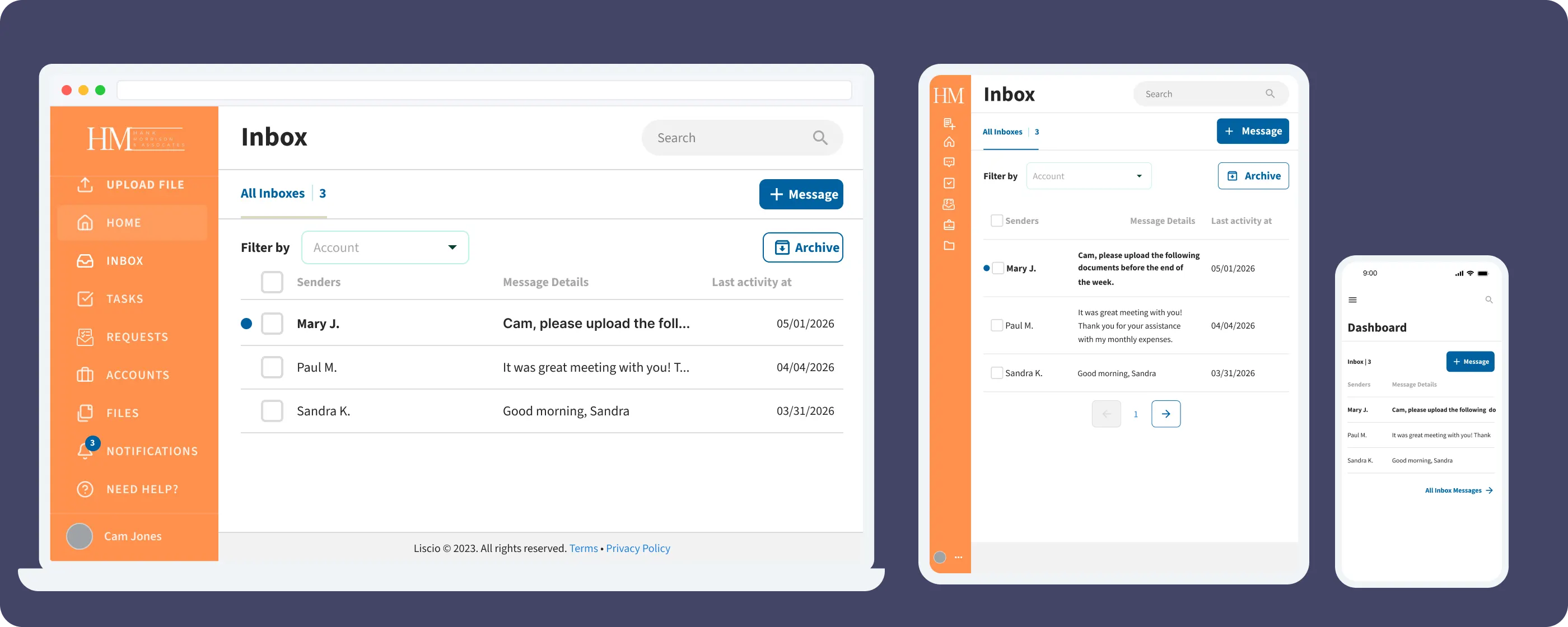Custom branded Liscio client portal — firm 3