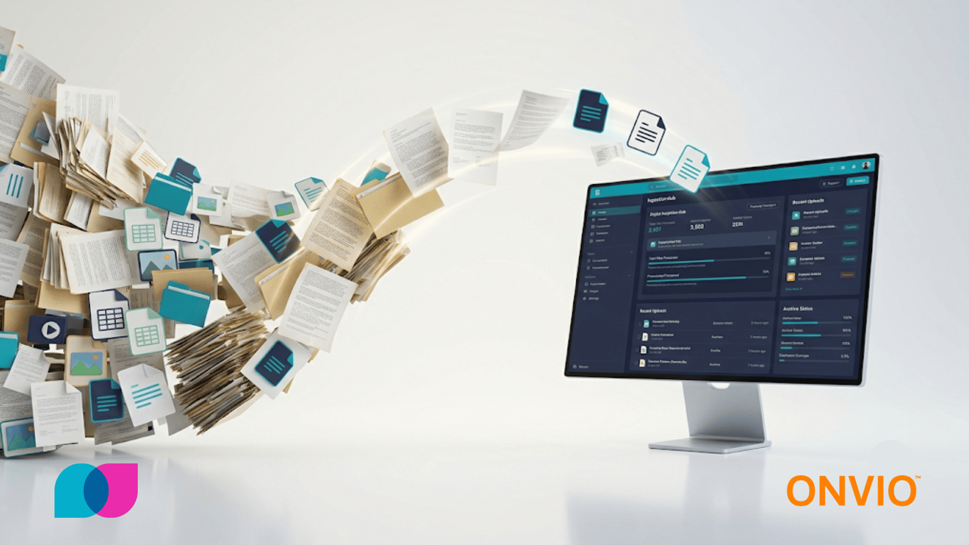 Onvio alternatives: documents migrating from an older folder system into a modern organized document-management interface.